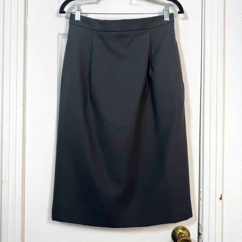 Black Wool Blend A-Line Midi Skirt Size 10 Made in USA